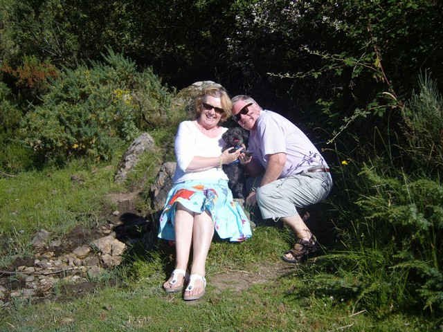 Sheila & Tony with Gizmo, taking a break en route from S.Spain to Ireland.