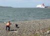 Pat just taking a quick shot of Leyla on the beach .. before boarding the ferry from Scotland to N.Ireland.