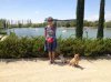 Lynn with Rosie and Julio, enjoying a break beside a lovely lake just south of Madrid, on their journey from Ashford to Málaga.