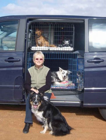 Margaret, Mac & Nell taking a break in Spain on their way from Hertford.