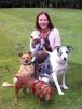 Anna & Blue, accompanied by Juli, Tess & Cthulhu, having a rest on their way from Spain to Derby.