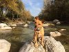 Juli having fun, rock-hopping in C.Italy.