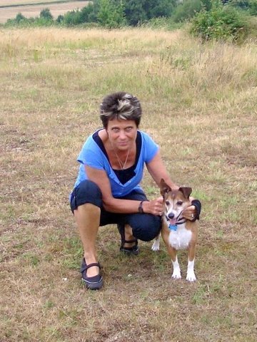 Den & Pippin, enjoying a little walk in France, on Pip's way from Huescar in S.Spain to his new home in Oxfordshire, UK.