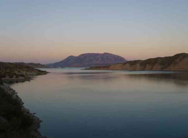 The 'Embalse Negratin' at sundown, in Granada province, Spain