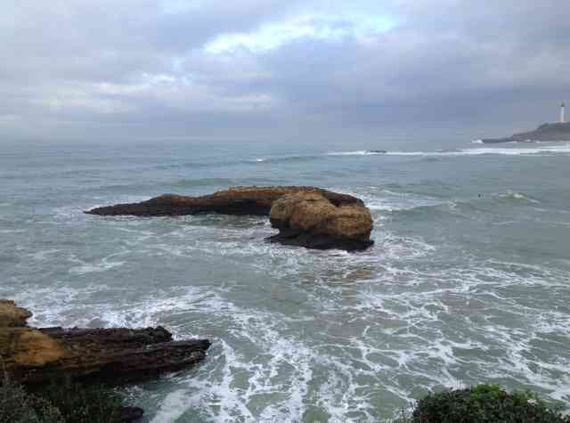 A reptilian-looking rock at Biarritz, in S.W.France.