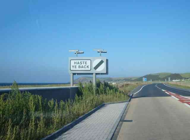 A nice, friendly road sign in western Scotland.